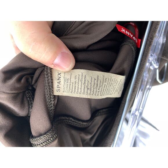 Spanx Leggings Womens Small High Waisted Faux Suede Pull On Brown Seamed Front - Picture 5 of 6